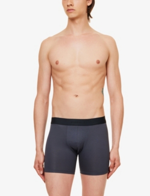 Shop Zimmerli Men's Deep Blue Logo-waistband Mid-rise Stretch-jersey Boxer Briefs