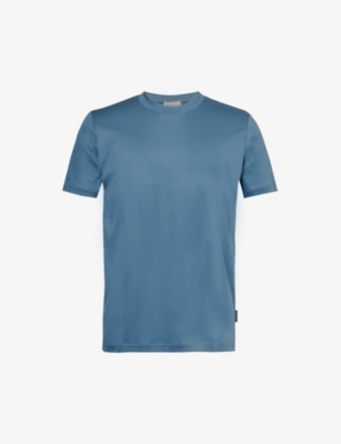 Zimmerli Mens Island Blue Crewneck Regular-fit Cotton-jersey Pyjama Top