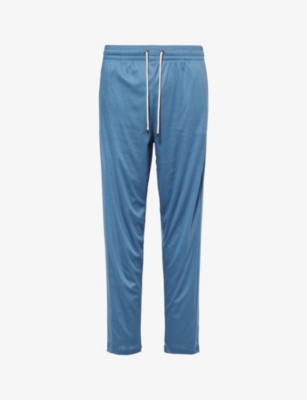 Zimmerli Mens Island Blue High-rise Tapered-leg Cotton-jersey Pyjama Bottoms In Metallic