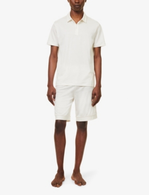 Shop Zimmerli Men's Cloud White High-rise Regular-fit Cotton-jersey Pyjama Shorts