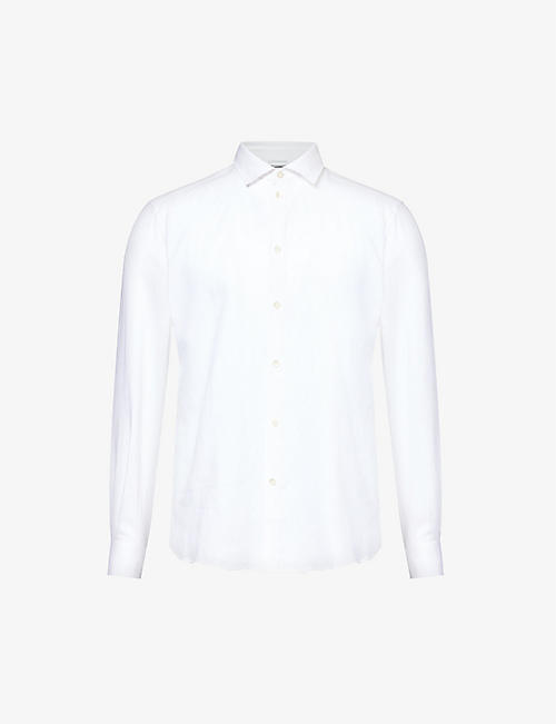 ZIMMERLI: Spread-collar relaxed-fit linen and cotton-blend shirt