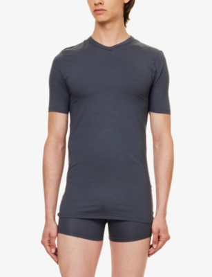 Shop Zimmerli Mens Pureness Stretch-jersey T-shirt Deep Blue