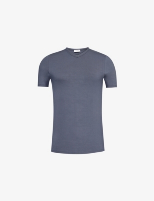 Shop Zimmerli Mens Pureness Stretch-jersey T-shirt Deep Blue