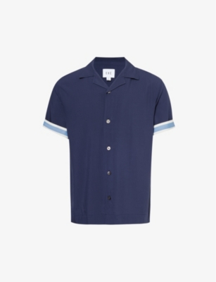 Shop Che Men's Navy Valbonne Relaxed-fit Woven Shirt