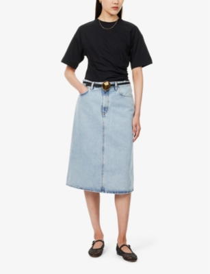 Shop Totême Toteme Womens Cool Blue High-rise Organic-cotton Denim Skirt