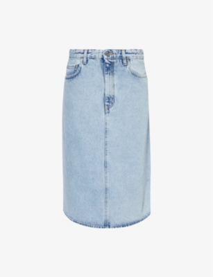Shop Totême Toteme Womens Cool Blue High-rise Organic-cotton Denim Skirt