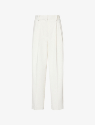 TOTEME: Structured-waist wide-leg high-rise silk and cotton-blend corduroy trousers