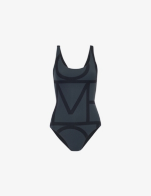 TOTEME: Logo-print high-leg swimsuit