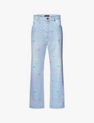 LOUIS VUITTON: Monogram fil coupé regular-fit cotton-blend jeans