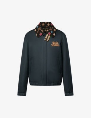 LOUIS VUITTON: Fleece-collar logo-embroidered cotton jacket