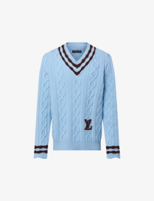 LOUIS VUITTON: Logo-intarsia cable-knit wool and mohair-blend jumper