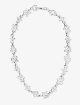 LOUIS VUITTON: Monogram Craggy silver-tone brass necklace