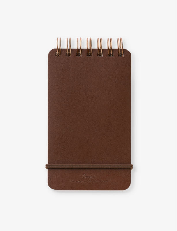 Ring Memo grained-leather paper notepad