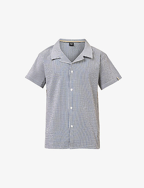 BOSS: Stripe-print relaxed-fit woven-blend shirt