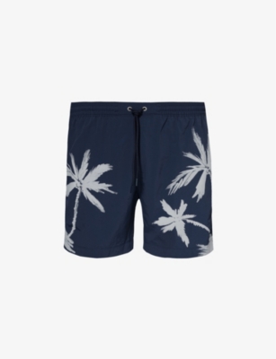 Shop Hugo Boss Boss Men's Vy Logo-embellished Regular-fit Recycled-polyester Swim Shorts In Navy