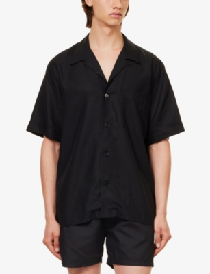 Shop Cdlp Collared Woven Shirt In Black