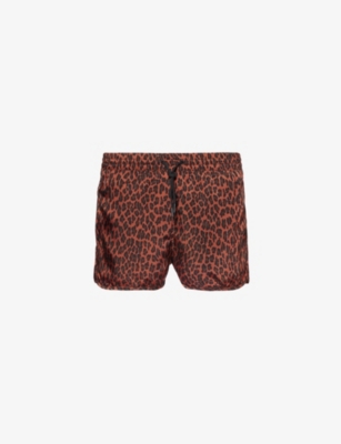 Shop Cdlp Men's Leopard Ganache Brand-embroidered Recycled-nylon Satin Shorts