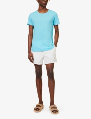 Shop Cdlp Drawstring-waist Three-pocket Recycled-polyamide Swim Shorts In White
