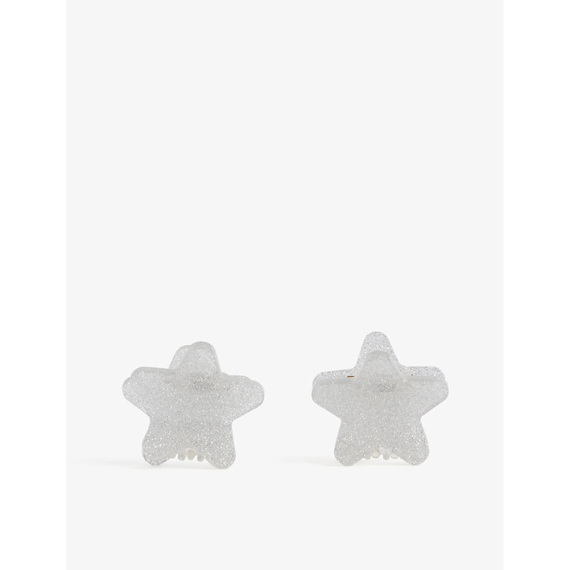Emi Jay Womens Silver Tinsel Star-shaped Set Of Two Hair Clips In Metallic