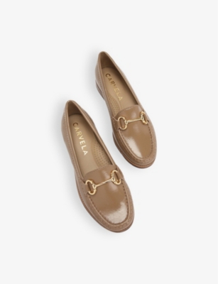 Carvela Comfort Womens Camel Click Snaffle-trim Flat Leather Loafers In Camel