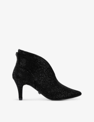 Carvela Comfort Womens  Flute Crystal-embellished Heeled Faux-leather Shoe Boot In Black/comb