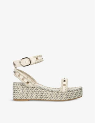 Rockstud flatform leather espadrilles