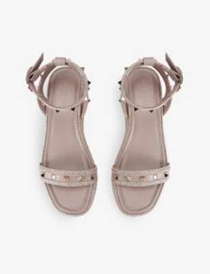 VALENTINO GARAVANI: Rockstud flatform leather espadrille sandals