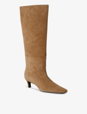 Totême Toteme Womens Camel The Wide Shaft Suede Heeled Boots In Camel