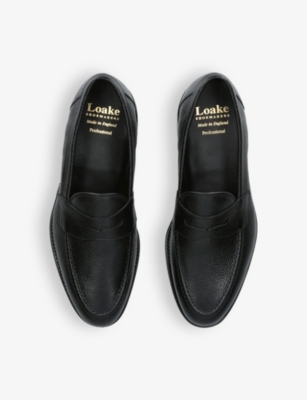 Loake Mens Black Imperial Grained-leather Loafers In Black