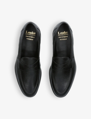 Shop Loake Mens Imperial Grained-leather Loafers Blac In Black