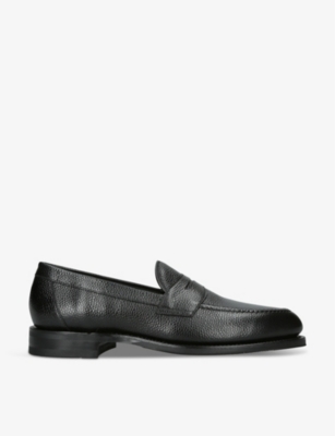 Shop Loake Mens Imperial Grained-leather Loafers Blac In Black