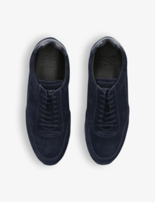 LOAKE MENS NAVY BANNISTER PANELLED SUEDE LOW-TOP TRAINERS EUR 40 / 6 UK 