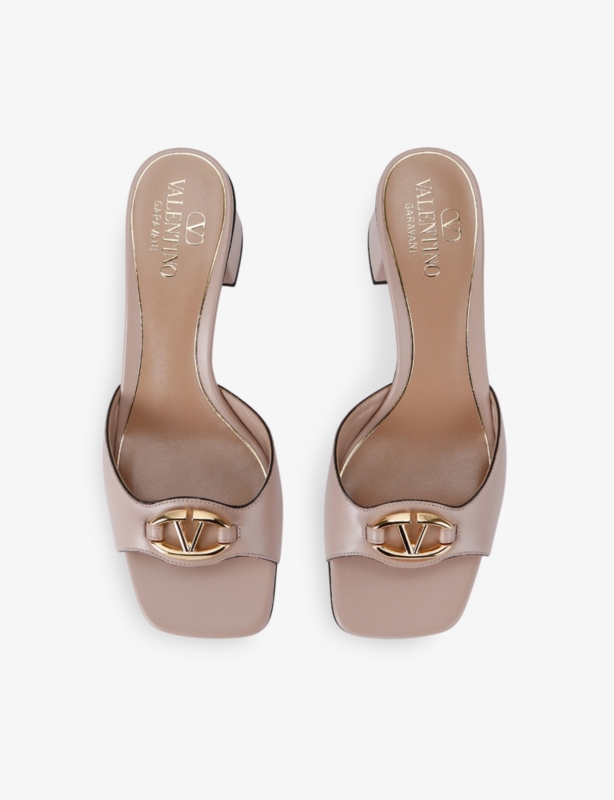 The Bold Edition VLogo leather heeled mules