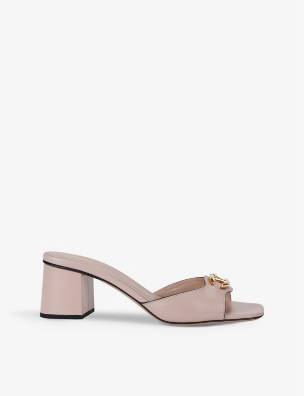 The Bold Edition VLogo leather heeled mules