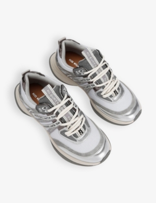 Kg Kurt Geiger Womens  Kelsie Brand-tab Faux-leather Low-top Trainers In Silver Com