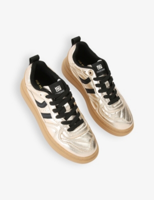 Kg Kurt Geiger Womens Gold Keen Metallic-effect Faux-leather Trainers In Gold