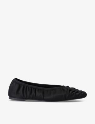 Totême Womens Black The Gathered Square-toe Satin Flats In Black