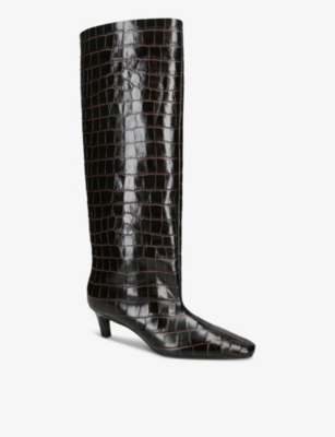 TOTEME: The Wide Shaft crocodile-embossed leather heeled boots