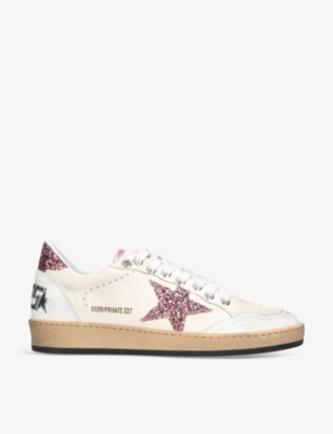 GOLDEN GOOSE: Ball Star Exclusive 6 glitter-star leather low-top trainers