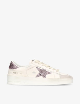 GOLDEN GOOSE: Stardan 10310 star-glitter leather low-top trainers
