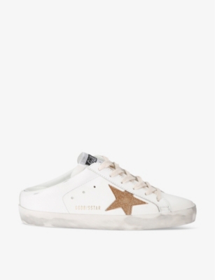 GOLDEN GOOSE: Women's Superstar Sabot 10272 star-embroidered backless leather trainers