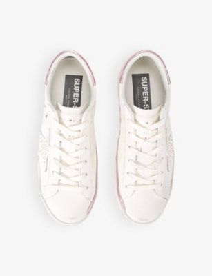 GOLDEN GOOSE: Women's Superstar pearl-embellished leather low-top trainers