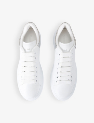 Alexander Mcqueen White Oversize Sneakers With Snake Print On The Heel In Leather Woman In White