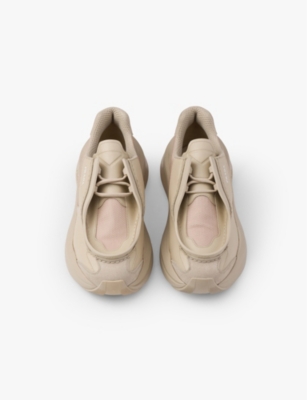 Shop Prada Mens  Systeme Panelled Low-top Brushed-leather Trainers In Neutral