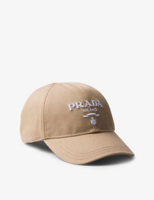 Shop Prada Womens Neutral Logo-embroidered Woven Baseball Cap