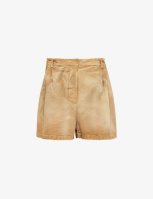 Prada Canvas Shorts In Neutral