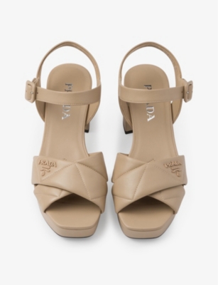 Prada Womens Neutral Quilted Nappa Leather Platform Sandals In Neutral