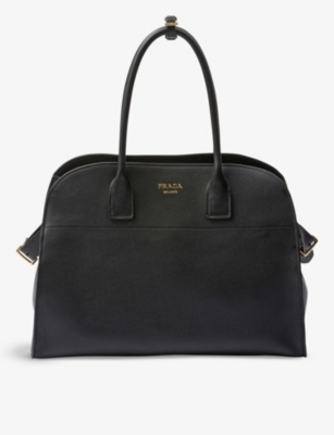 PRADA: Branded large leather tote bag