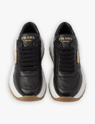 PRADA: Brand-plaque leather low-top trainers