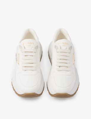 Prada Trail Leather Low-top Sneakers In Neutral
